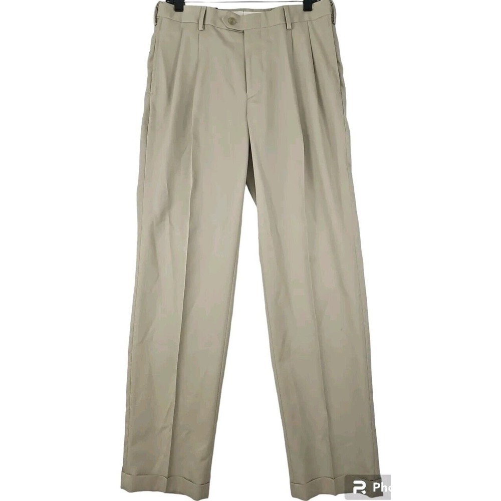Jos. A. Bank~Mens 32×32~Khaki Traveler Chinos Cuffed Pants Wrinkle Resistant NWT